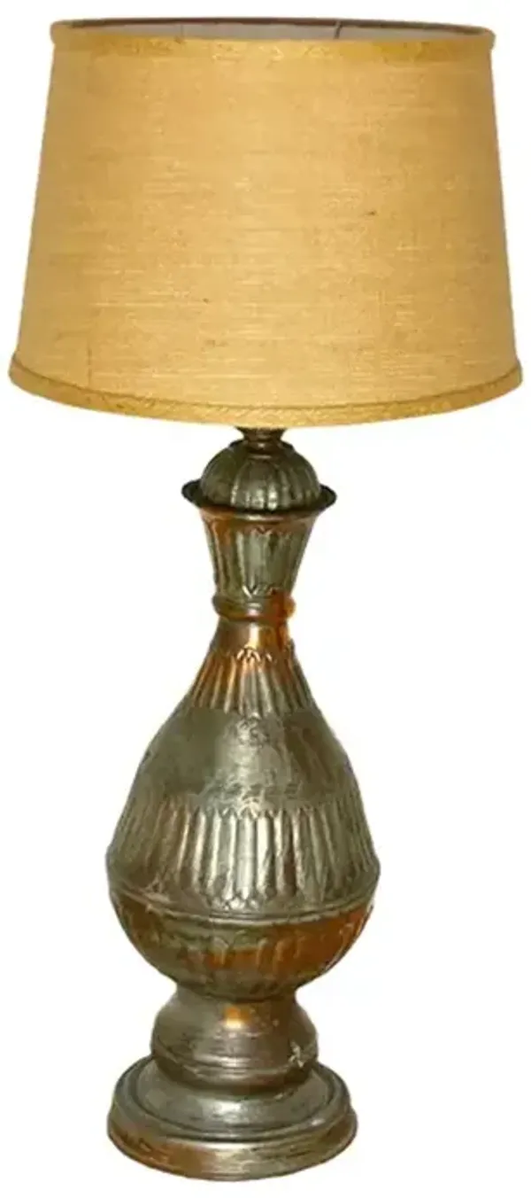 Timeworn Antique Copper Lamp - de-cor - Handcrafted - Brown