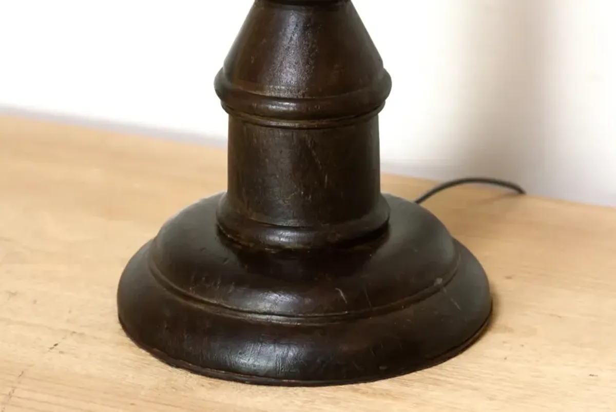 Tall Antique French Candle Holder Lamp - de-cor - Brown