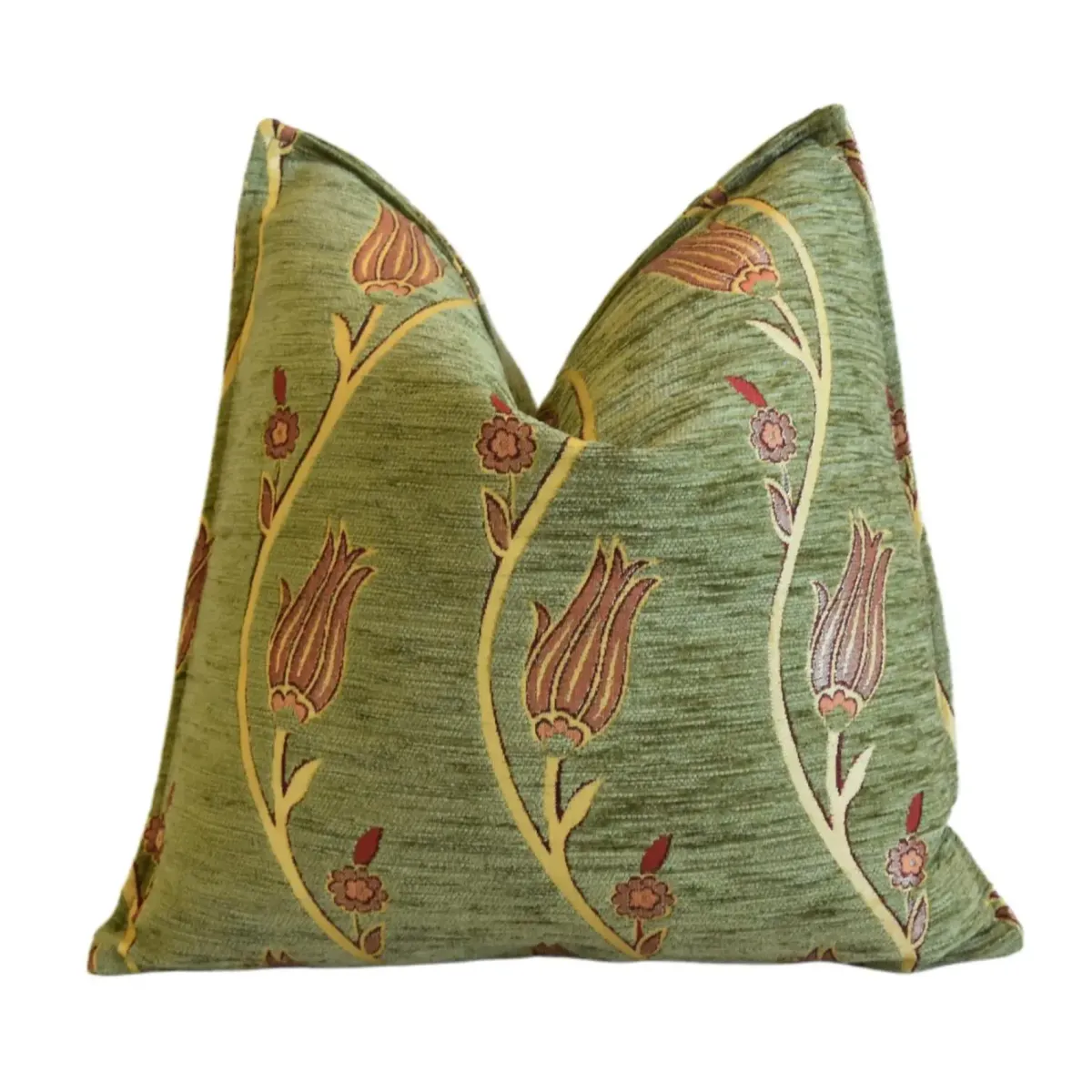 French Velvety Chenille Floral Pillow