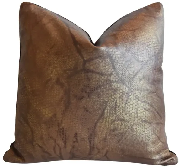 Leather Stamped Faux Snake Skin Pillow