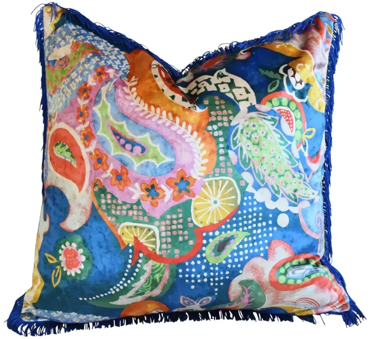 French Floral Paisley Silk Velvet Pillow