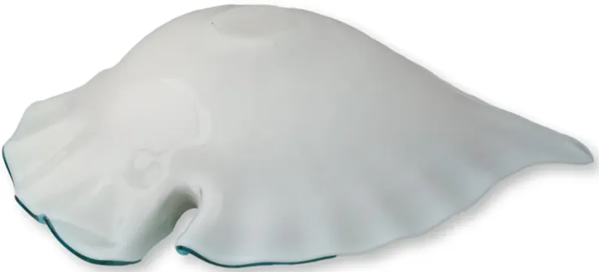 Midcentury Italian Murano Glass Bowl - Rose Victoria - Handcrafted - Blue