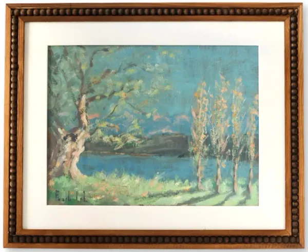 French Countryside Landscape Painting - Rose Victoria - Blue