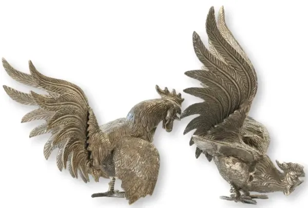 French Fighting Bird Table Ornaments S/2