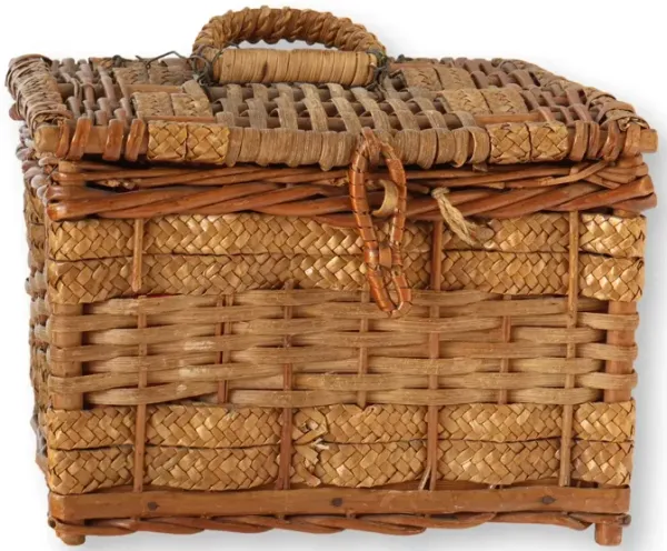 Small French Wicker Sewing Basket - New England Mercantile - Brown
