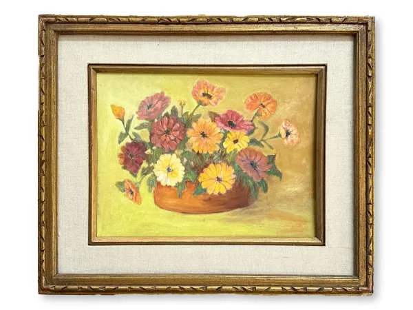 Midcentury Canvas Floral Still Life