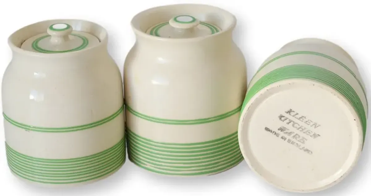 Midcentury English Spice Canisters - Set of 3 - The Queens Landing - Green