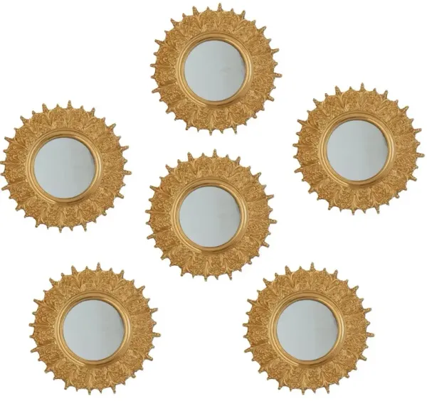 Italian Brass Metal Mirror Grouping - 6pc - The Queens Landing - Gold