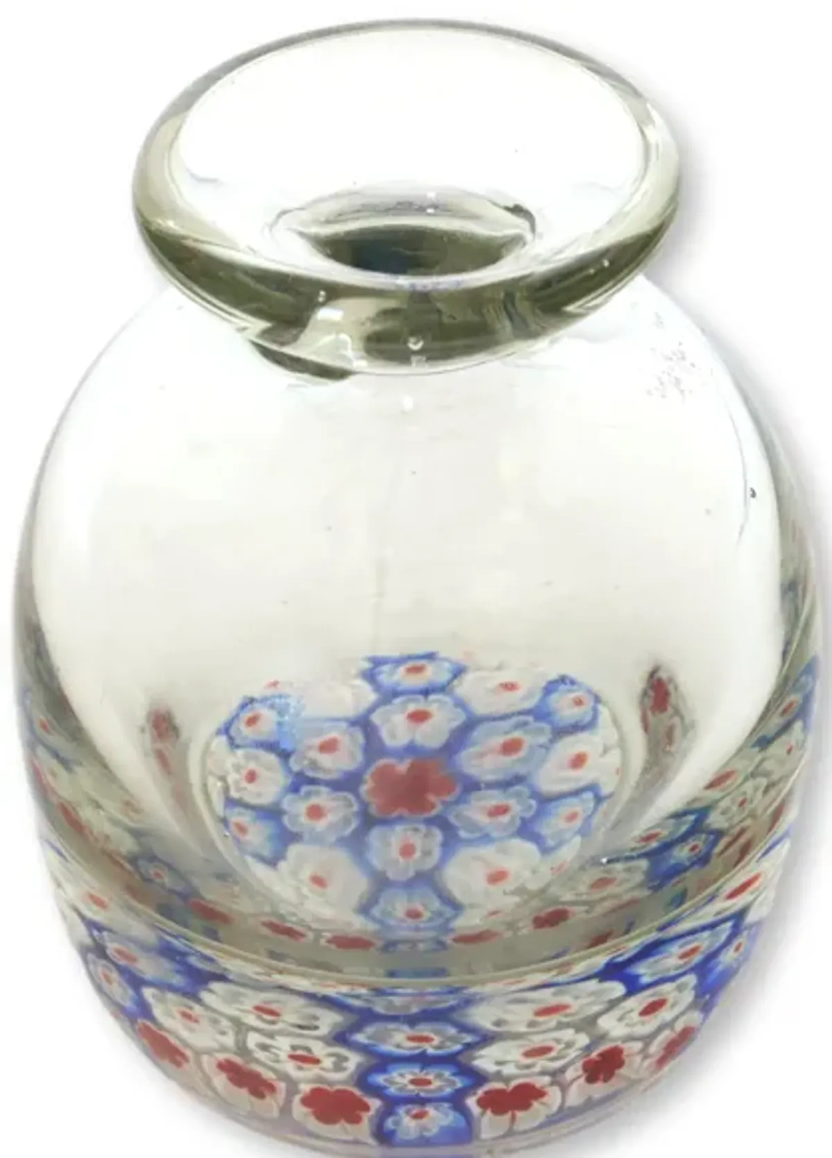 Murano Millefiori Art Glass Bud Vase - The Queens Landing - Handcrafted - Clear