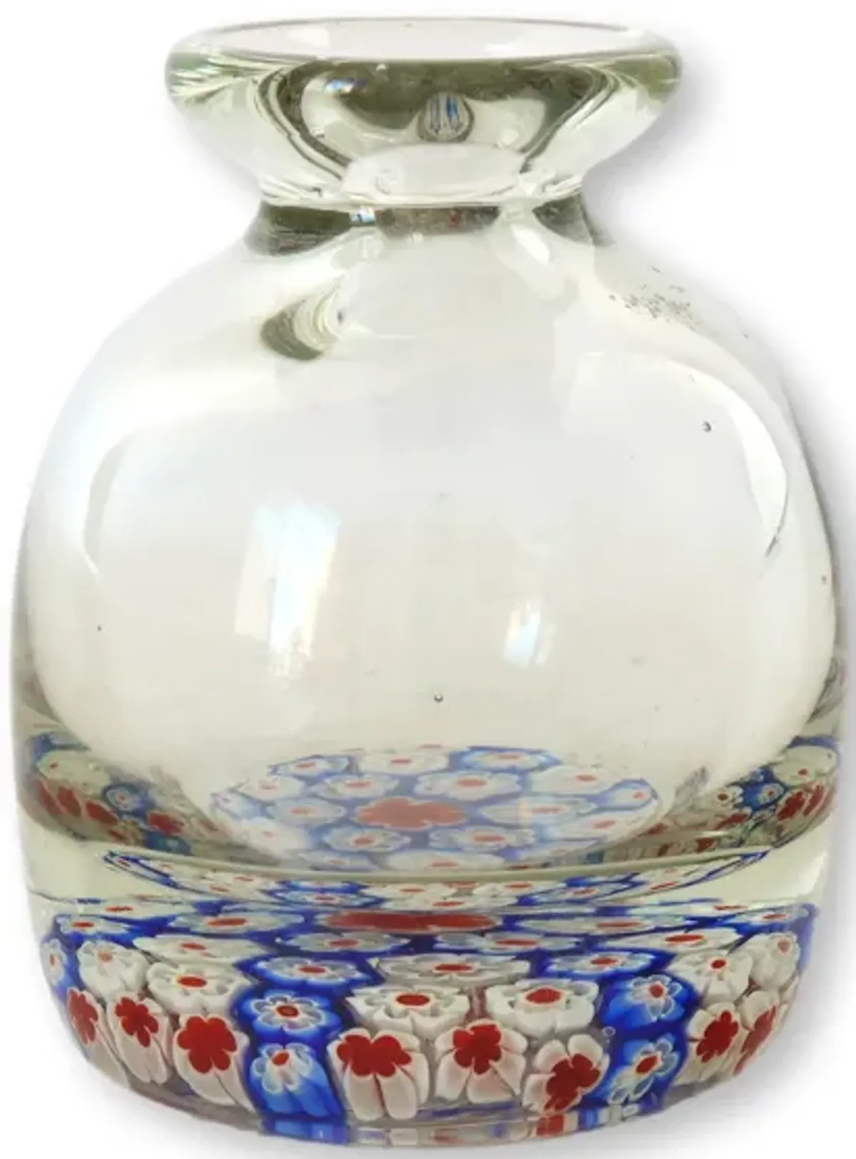 Murano Millefiori Art Glass Bud Vase - The Queens Landing - Handcrafted - Clear