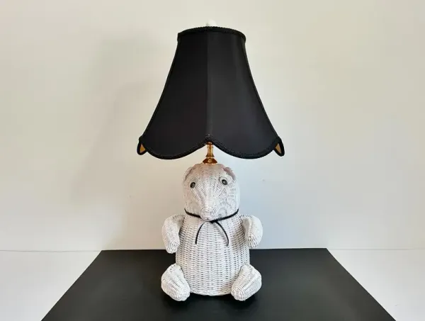 Wicker Teddy Bear Lamp & Shade - C the Light Interiors - White