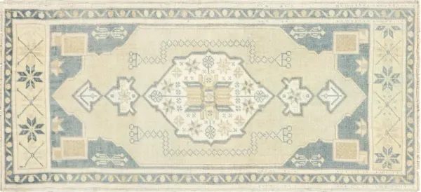 1960s Turkish Oushak Yastic -1'10" x4'1" - blue