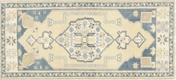 1960sTurkish Oushak Yastic -1'10" x4'1" - blue