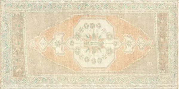 1960s Turkish Oushak Yastic 1'9" x 3'5"e - orange