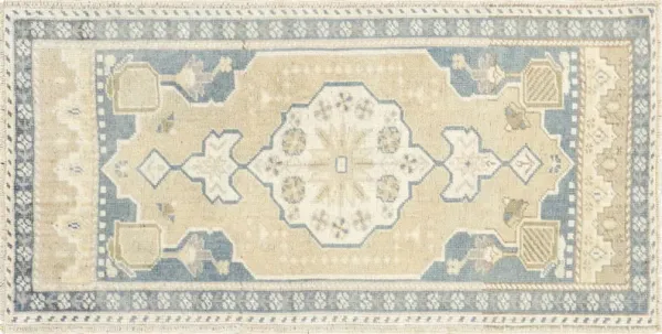 1960s Turkish Oushak Yastic -1'9" x 3'7" - blue