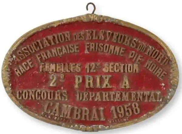1958 French Dairy Cow Trophy Plaque - New England Mercantile - Red