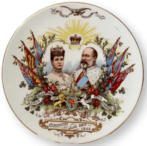 1902 King Edward VII & Alexandra Plate - The Queens Landing - Beige