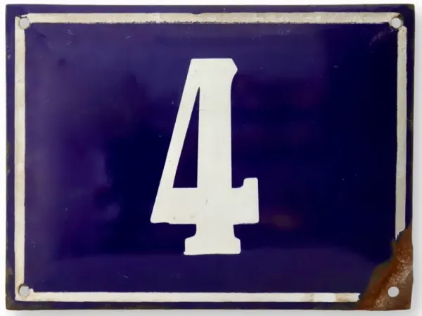 Antique French Address Plaque - New England Mercantile - blue