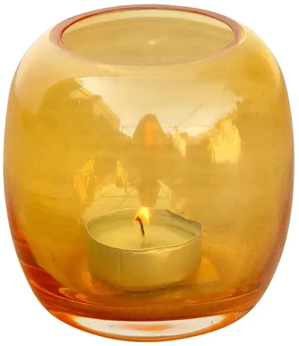 Yellow Sunrise Color Glass Candle Holder - de-cor - Handcrafted