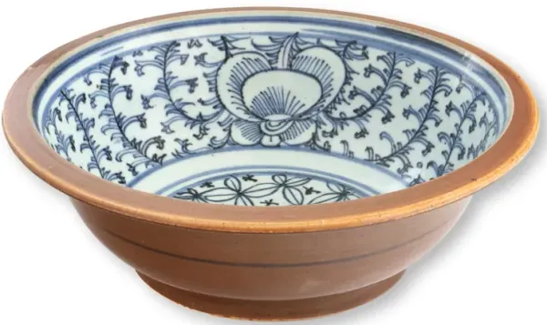 19thC Chinese Qing Dynasty Batavian Bowl - New England Mercantile - Blue