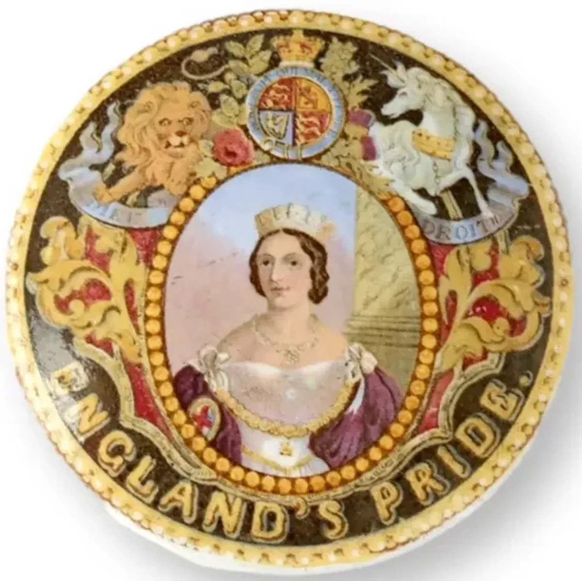 Queen Victoria Prattware Pot W/Lid