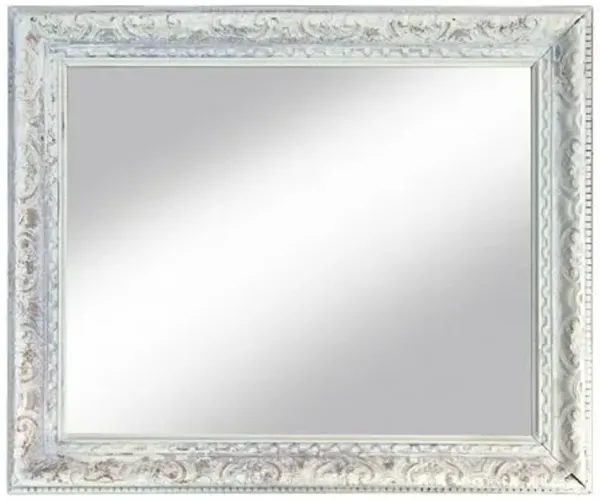 White Hand Carved Wall Mirror - 24" x 29" - Fleur de Lex Antiques