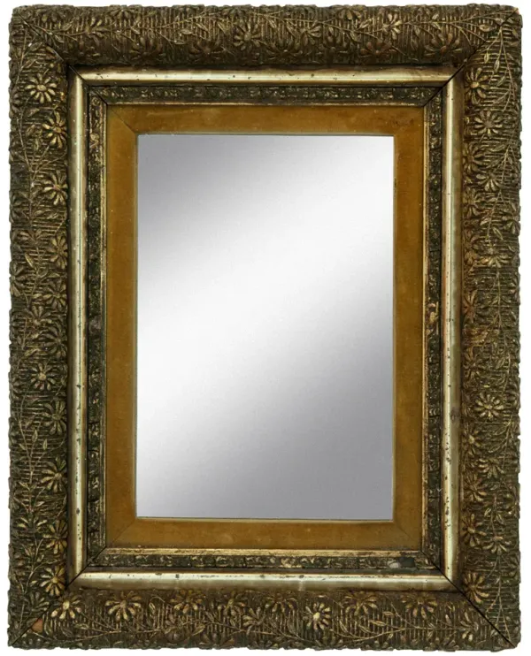 Victorian Gilt Gold Mirror/Velvet Insert - Fleur de Lex Antiques