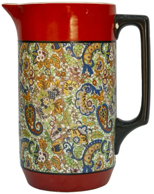 Colorful German Paisley Pitcher - Fleur de Lex Antiques