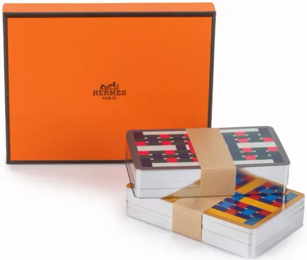 Herm s "H" Tissage Playing Cards New - Vintage Lux - Orange