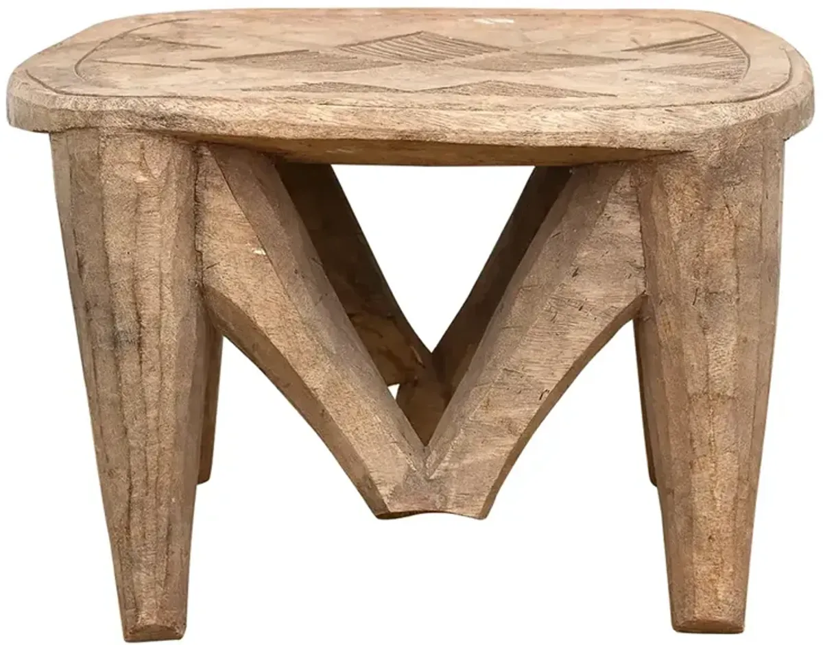 Oxidized Wood "M" Bracket Nupe Stool - de-cor - brown