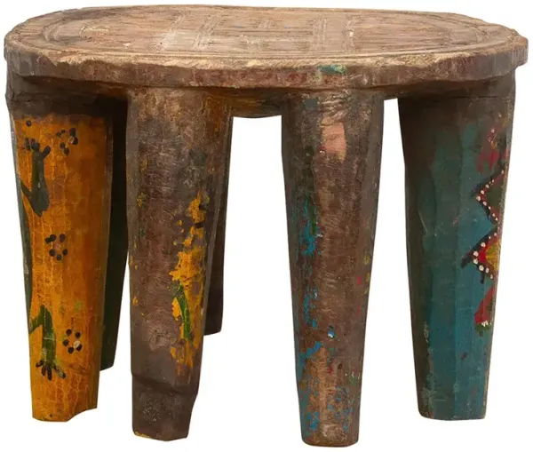 Antique Spider Carved Nupe Stool - de-cor - brown