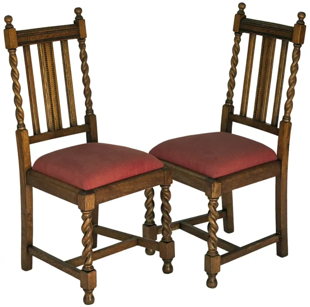 Early 20th Century Oak Dining Chairs - Set of 2 - Fleur de Lex Antiques - Red