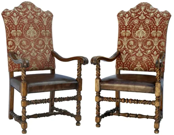 European Walnut Entry Throne Chairs - pr - Fleur de Lex Antiques