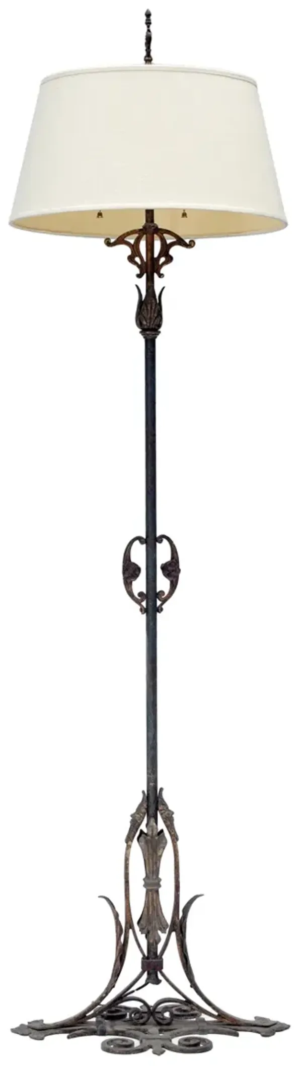 Art Noveau Bronze & Iron Floor Lamp - Fleur de Lex Antiques