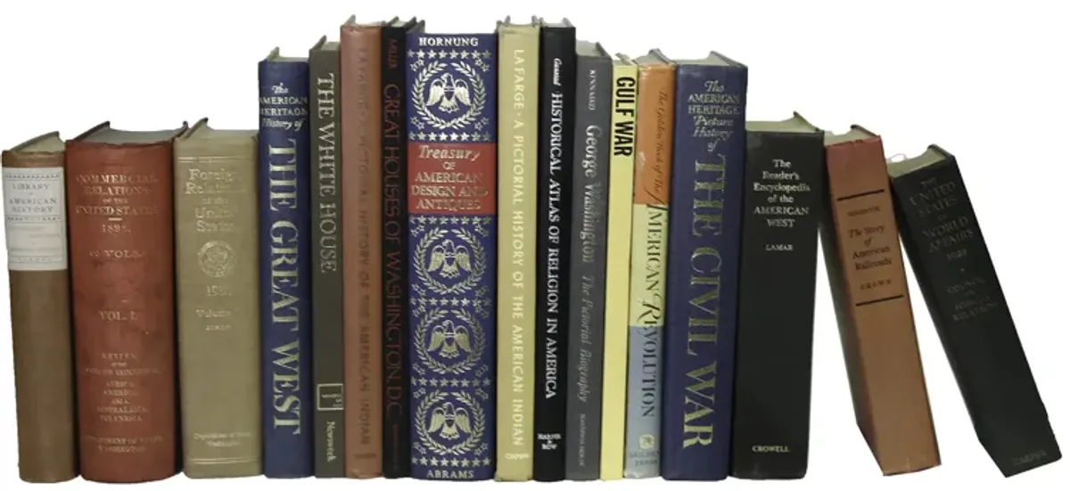 Vintage American History Oversized Books - blue