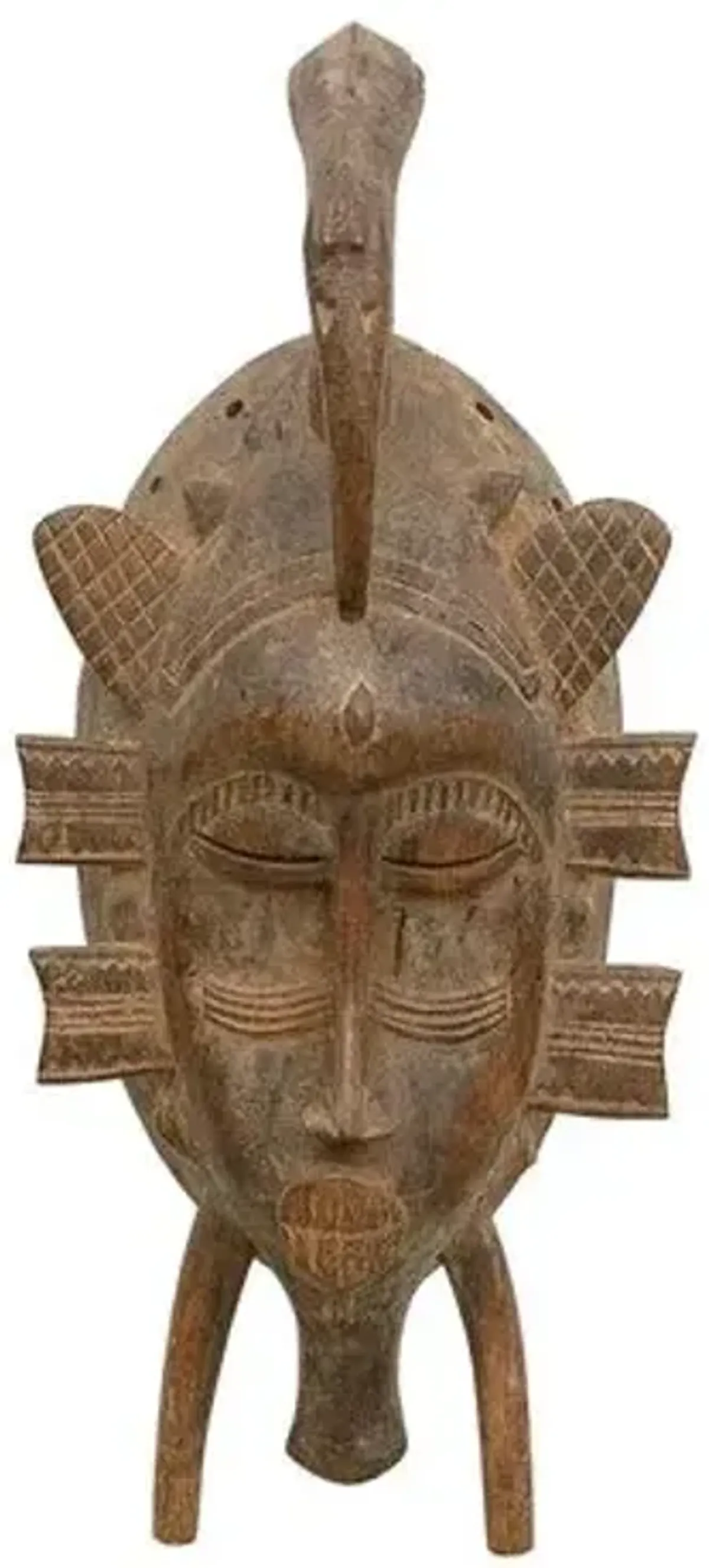 West African Kpelle Ancestral Mask Art - de-cor - brown