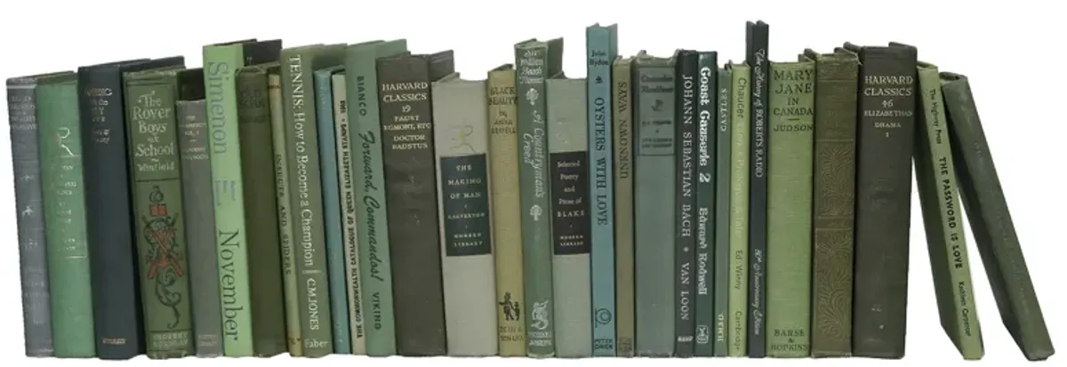 Vintage Petite Boxwood Decorative Books (1Ft) - Green - Booth & Williams