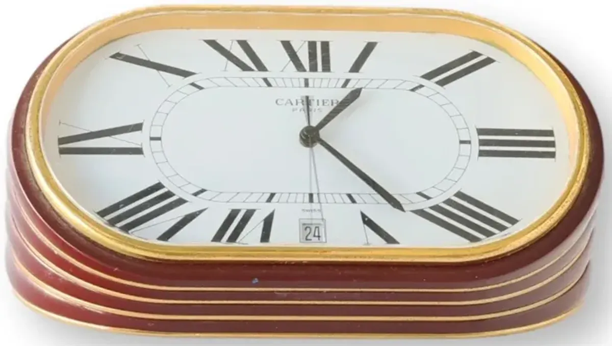 Cartier Accordian Enameled Desk Clock - Rose Victoria - red