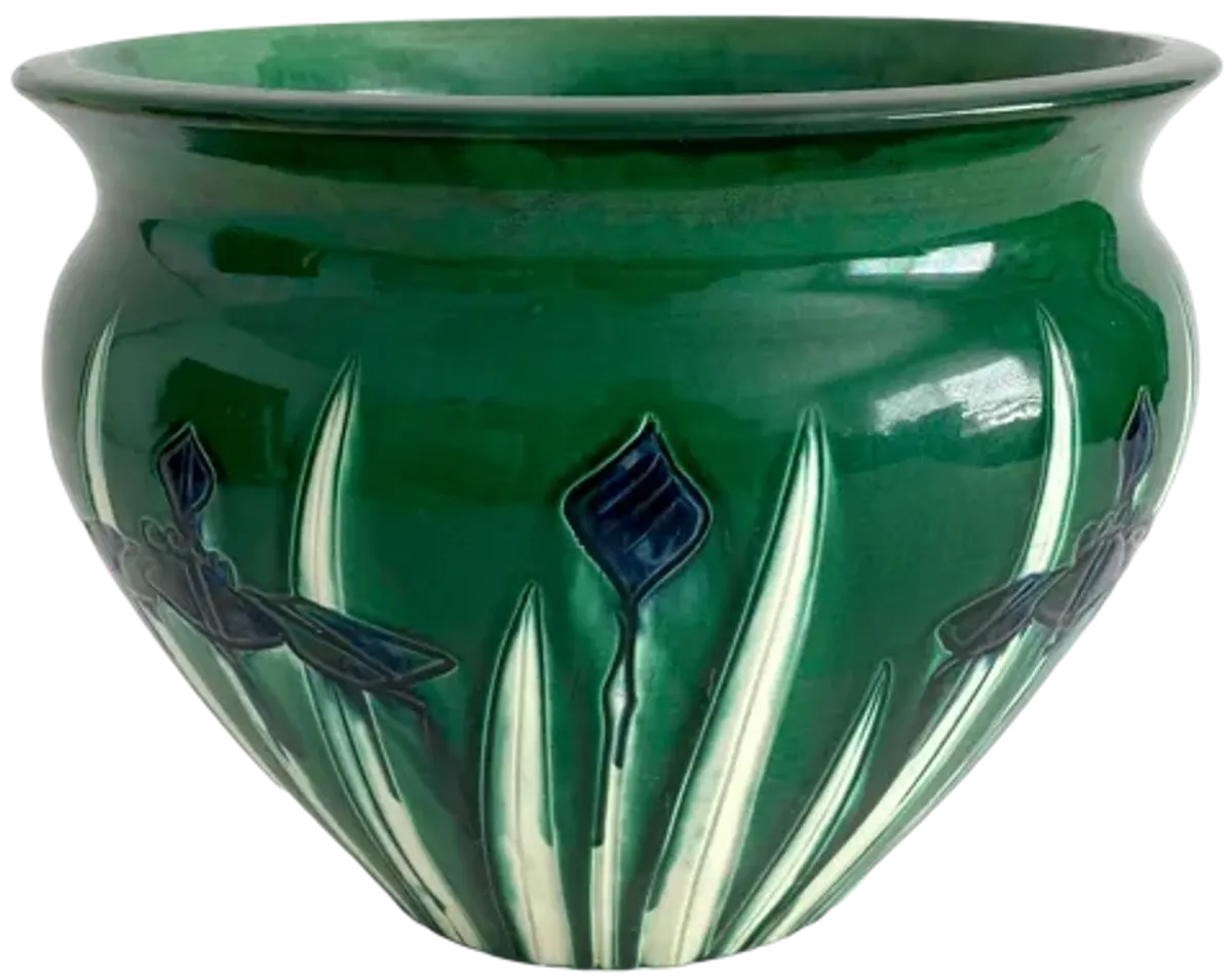 Awaji Japanese Pottery Iris Jardiniere - Ballyhoo