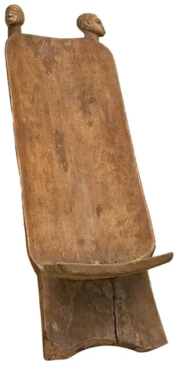 Ceremonial Carved Wood African Chair - de-cor - brown