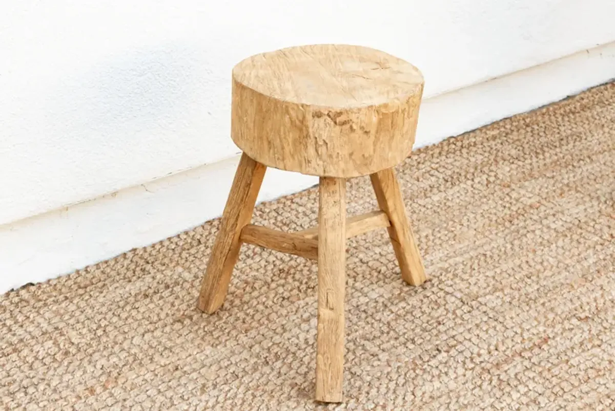 Artisanal Tree Stump Round Side Table - de-cor - brown