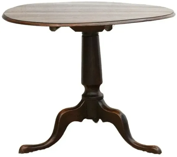 Antique English Round Tilt-Top End Table - de-cor - brown