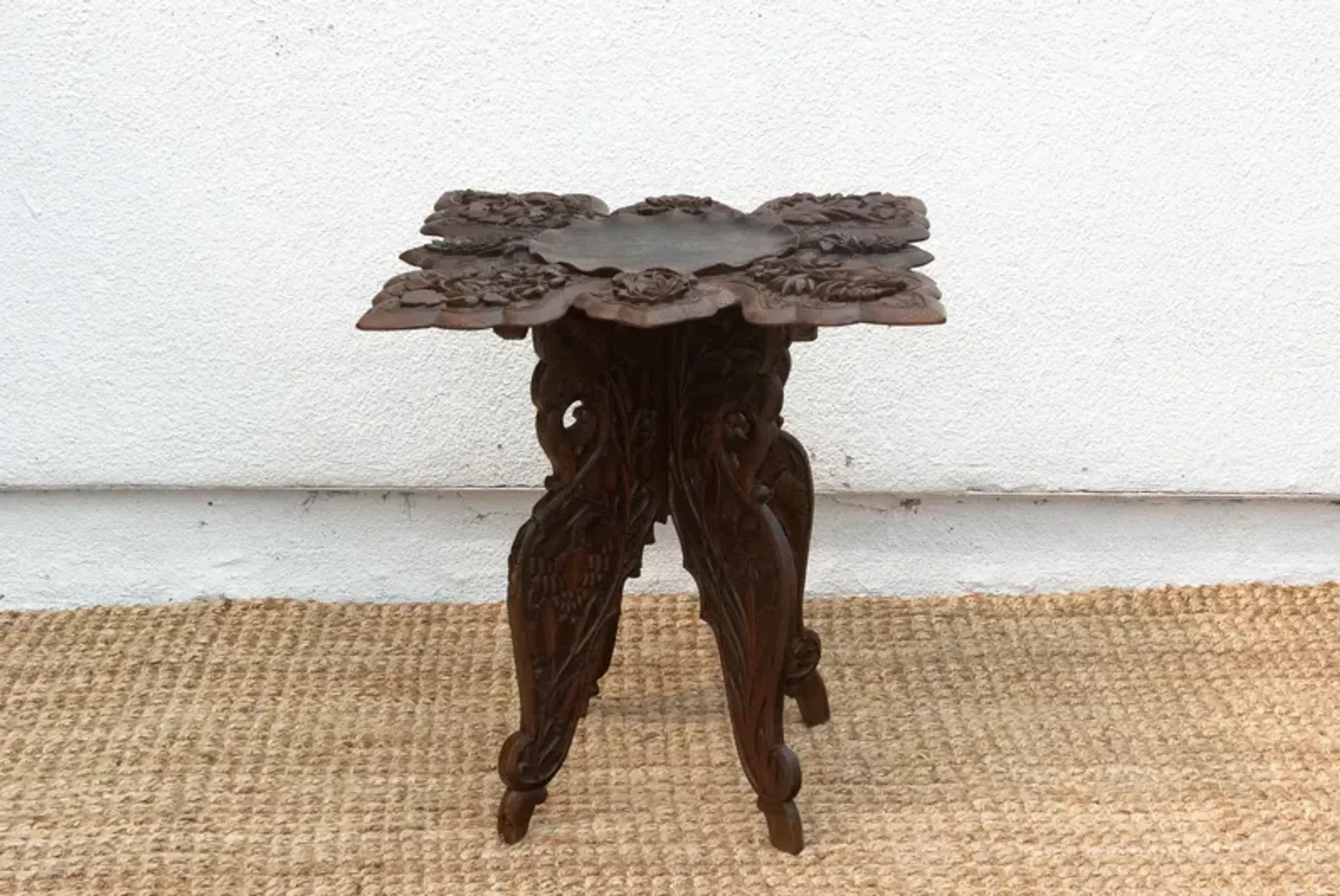 Anglo Indian Finely Carved Side Table De Cor Brown One Kings Lane ...