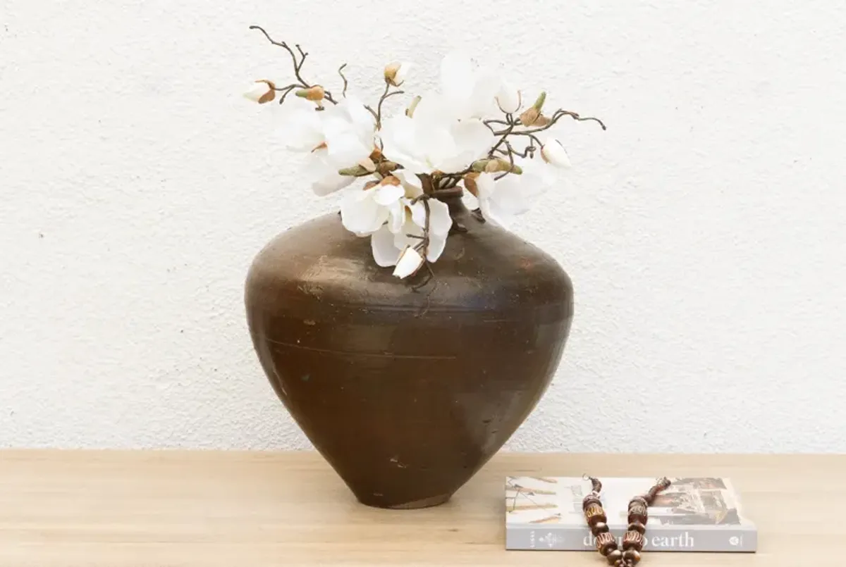 Rustic Rounded Silhouette Martaban Jar - de-cor - Brown