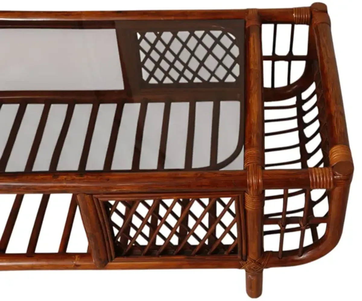 Glass & Bamboo Coffee Table - Interesting Things - Brown