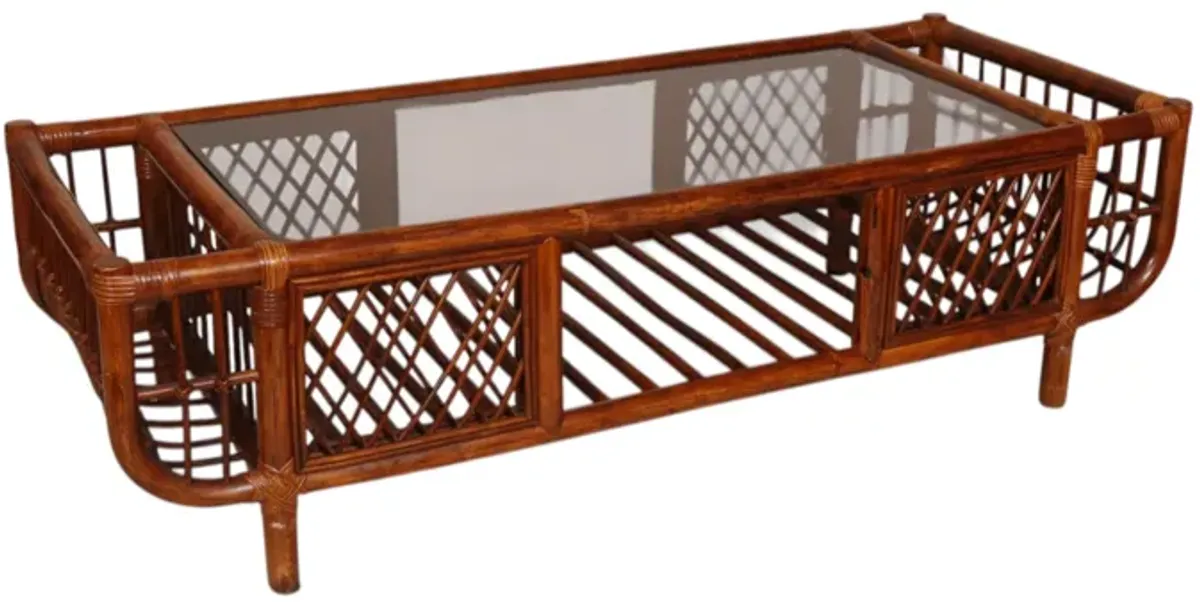 Glass & Bamboo Coffee Table - Interesting Things - Brown
