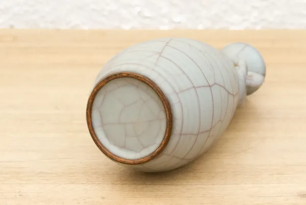 Ge-Type Crackle Vase w/Elephant Handles - de-cor - green