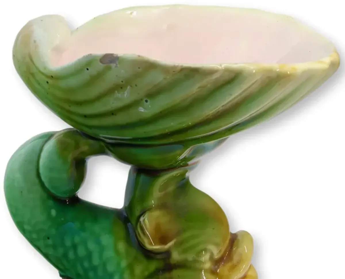Antique English Majolica Dolphin Dish