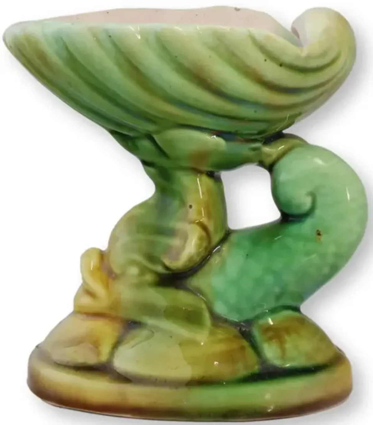 Antique English Majolica Dolphin Dish