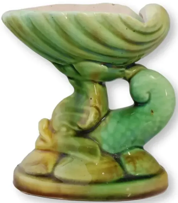 Antique English Majolica Dolphin Dish